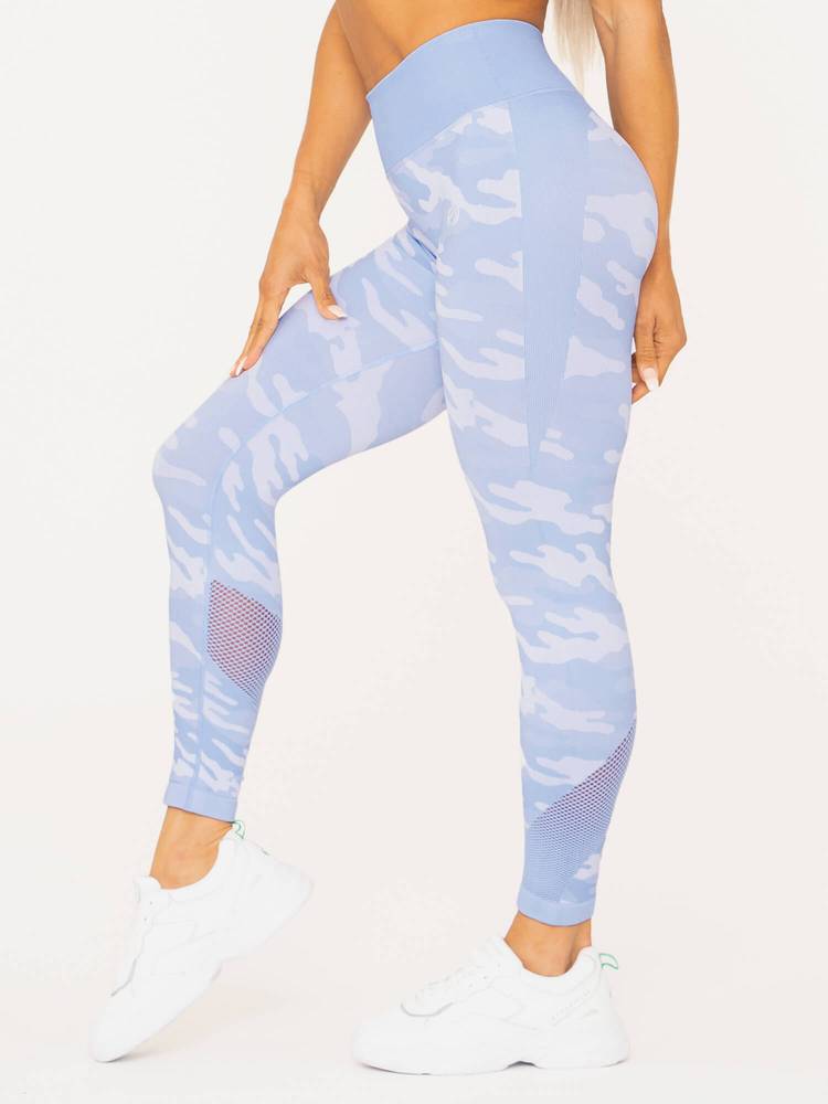 Ryderwear Camo Seamless High Waisted Leggings Blue Camo Gym Culture Canada