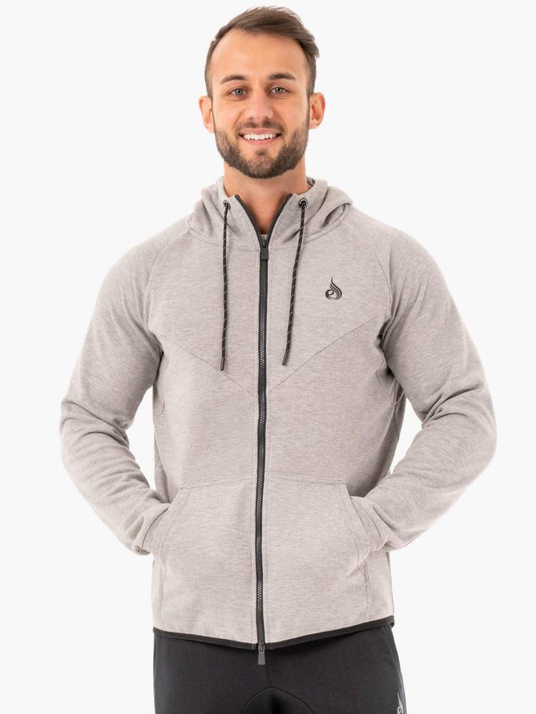 Ryderwear Athletic Zip Up Hoodie Jacket - Grey Marl