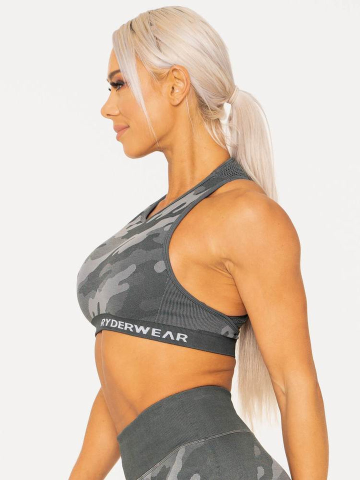 Ryderwear Camo Seamless Sports Bra - Charcoal Camo