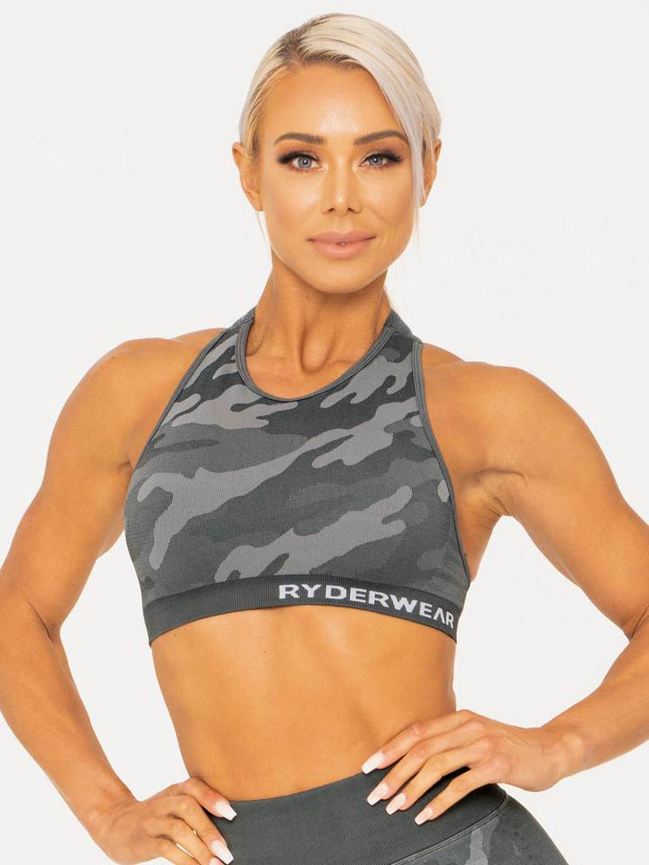 Ryderwear Camo Seamless Sports Bra - Charcoal Camo