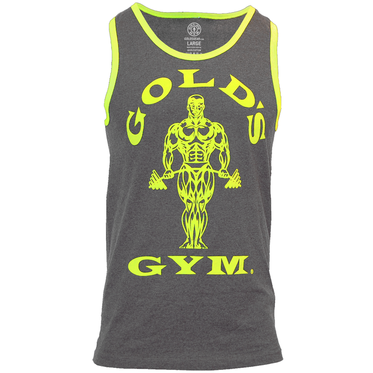 Gold's Gym Men's Tank - Grey/Lime