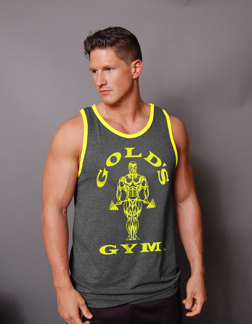 Gold's Gym Men's Tank - Grey/Lime