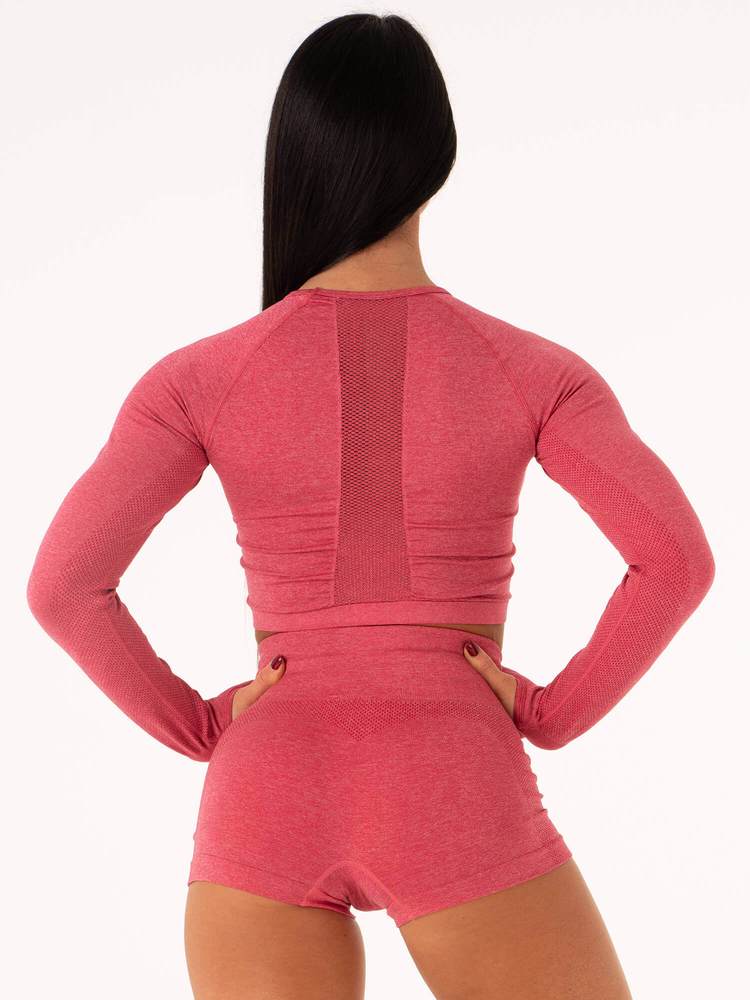 Ryderwear Seamless Long Sleeve Crop - Hot Pink Marl
