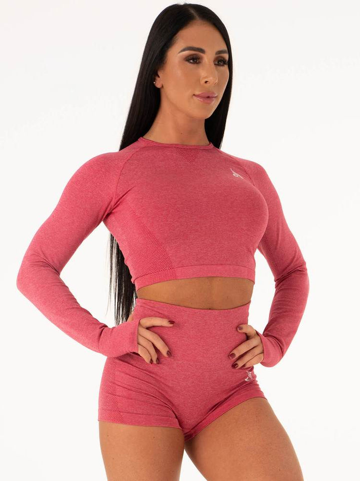 Ryderwear Seamless Long Sleeve Crop - Hot Pink Marl