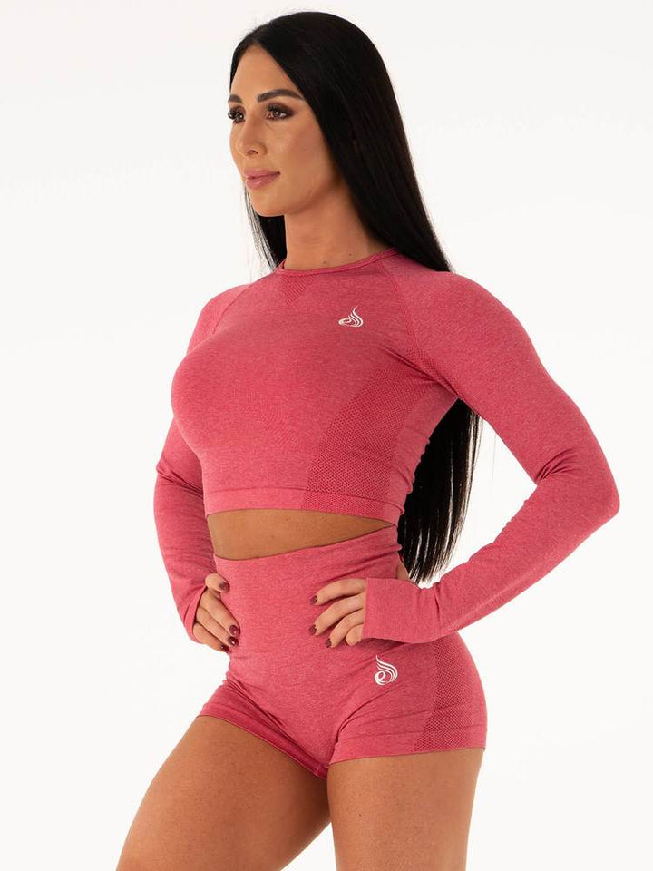 Ryderwear Seamless Long Sleeve Crop - Hot Pink Marl