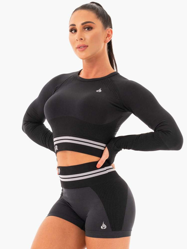 Ryderwear Freestyle Seamless Long Sleeve Crop - Black