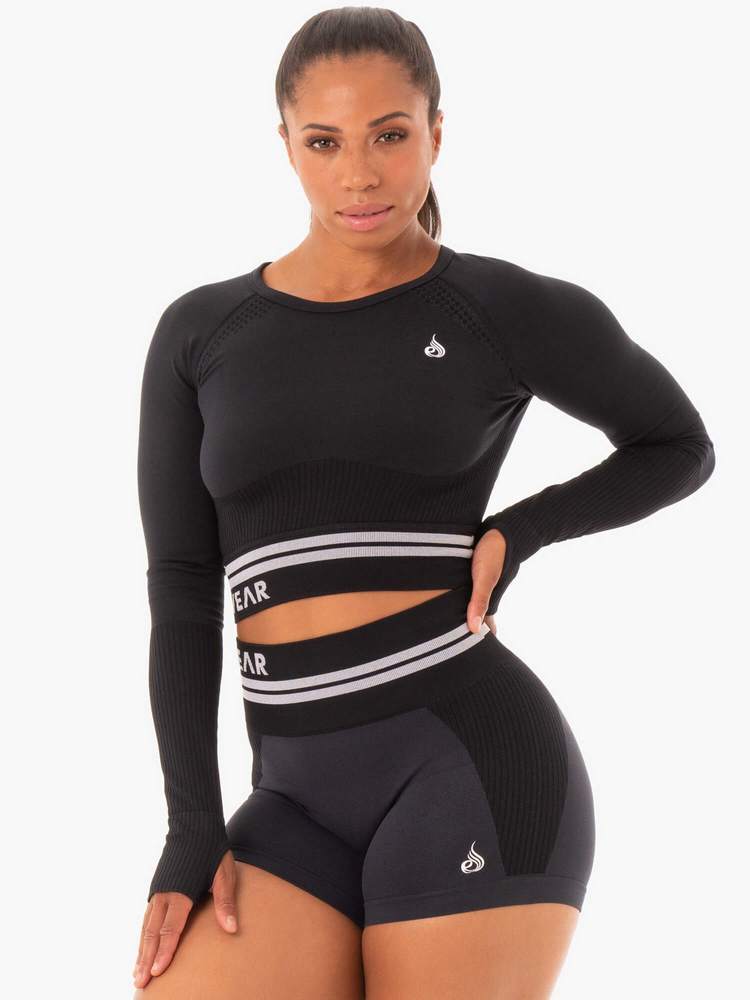 Ryderwear Freestyle Seamless Long Sleeve Crop - Black