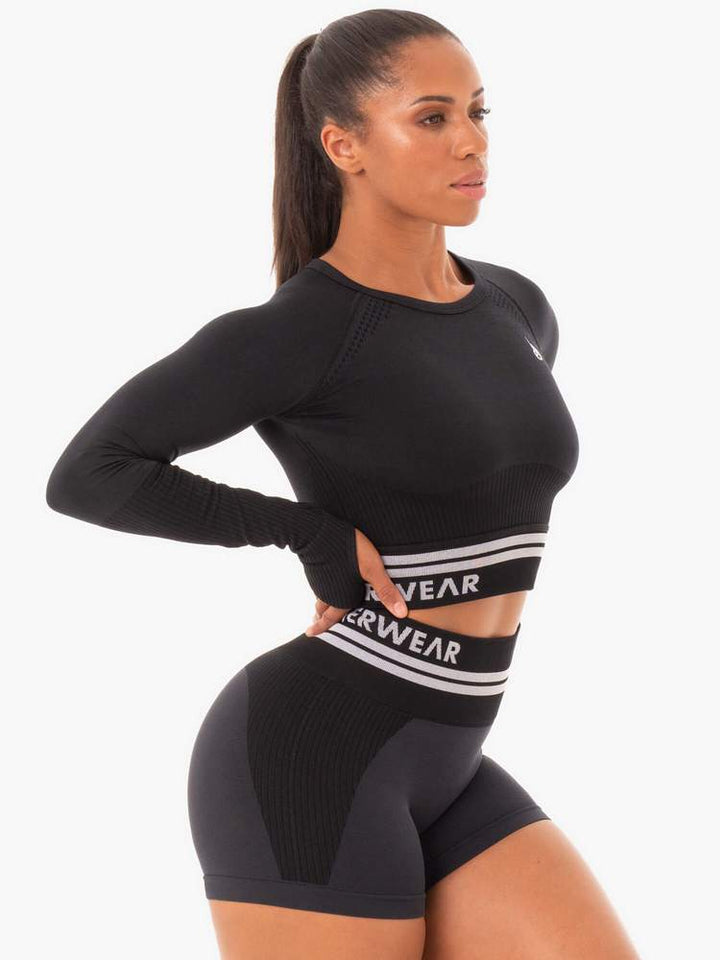 Ryderwear Freestyle Seamless Long Sleeve Crop - Black