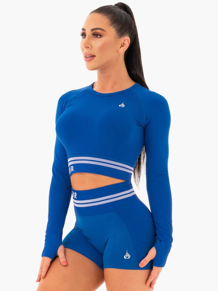 Ryderwear Freestyle Seamless Long Sleeve Crop - Blue