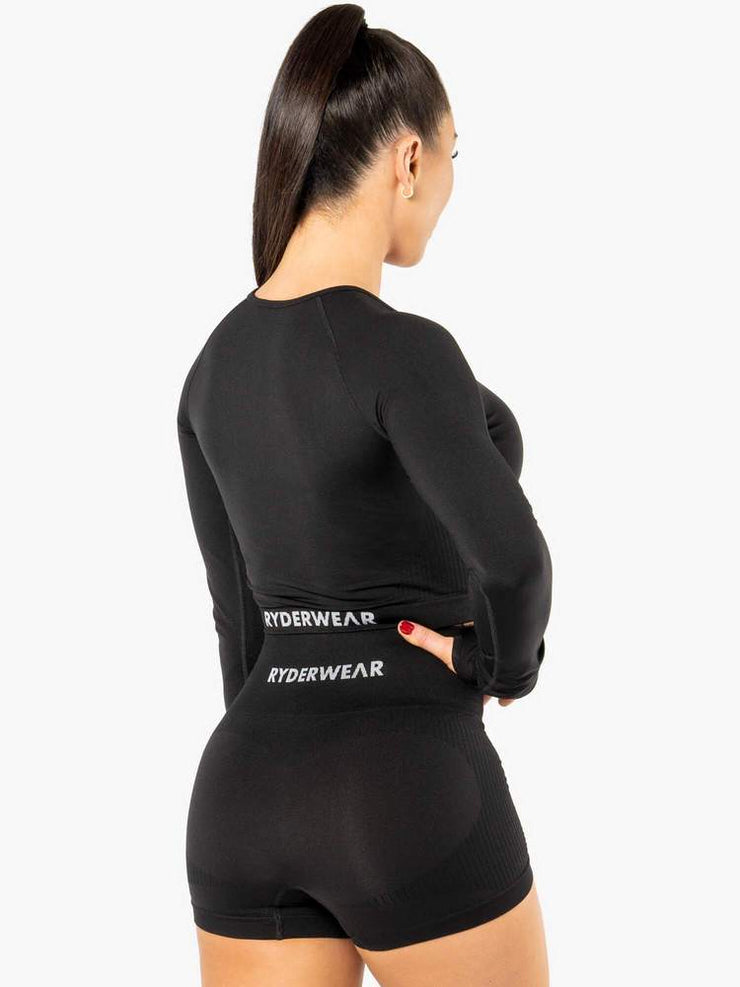 Ryderwear Electra Seamless Long Sleeve Crop - Black