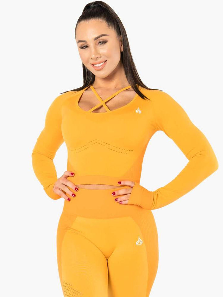 Ryderwear Electra Seamless Long Sleeve Crop - Electric Yellow