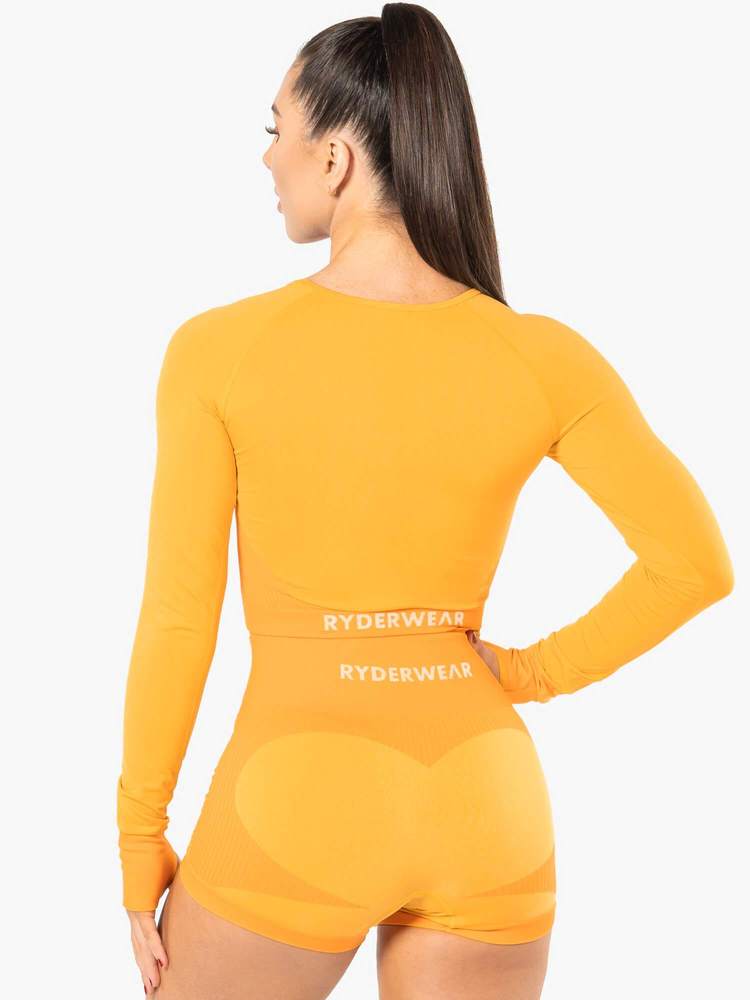 Ryderwear Electra Seamless Long Sleeve Crop - Electric Yellow