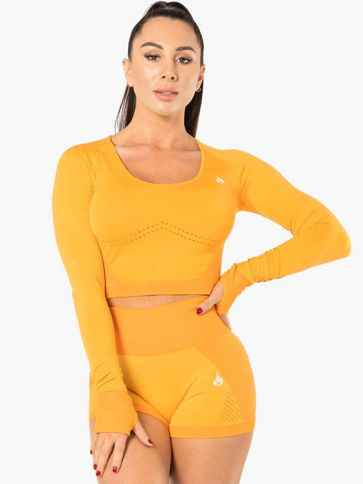 Ryderwear Electra Seamless Long Sleeve Crop - Electric Yellow