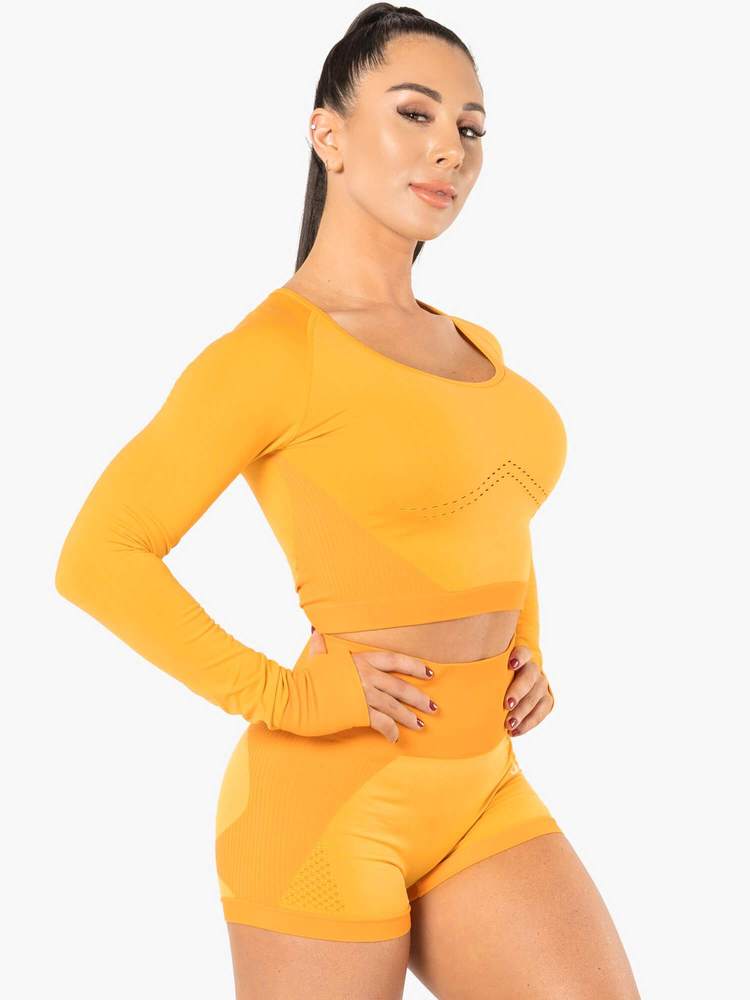 Ryderwear Electra Seamless Long Sleeve Crop - Electric Yellow