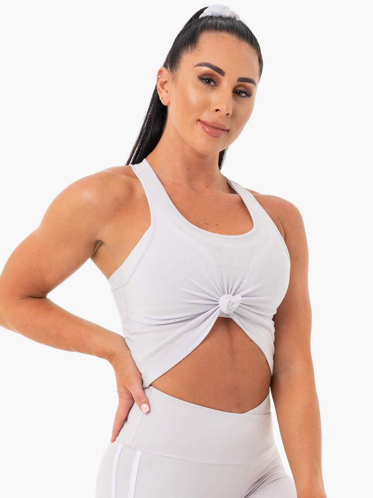 Ryderwear Collide Tied Up Cropped Tank - Pebble Grey