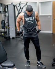 MuscleRich Exclusive Cutoff Swish Hoodie - Charcoal